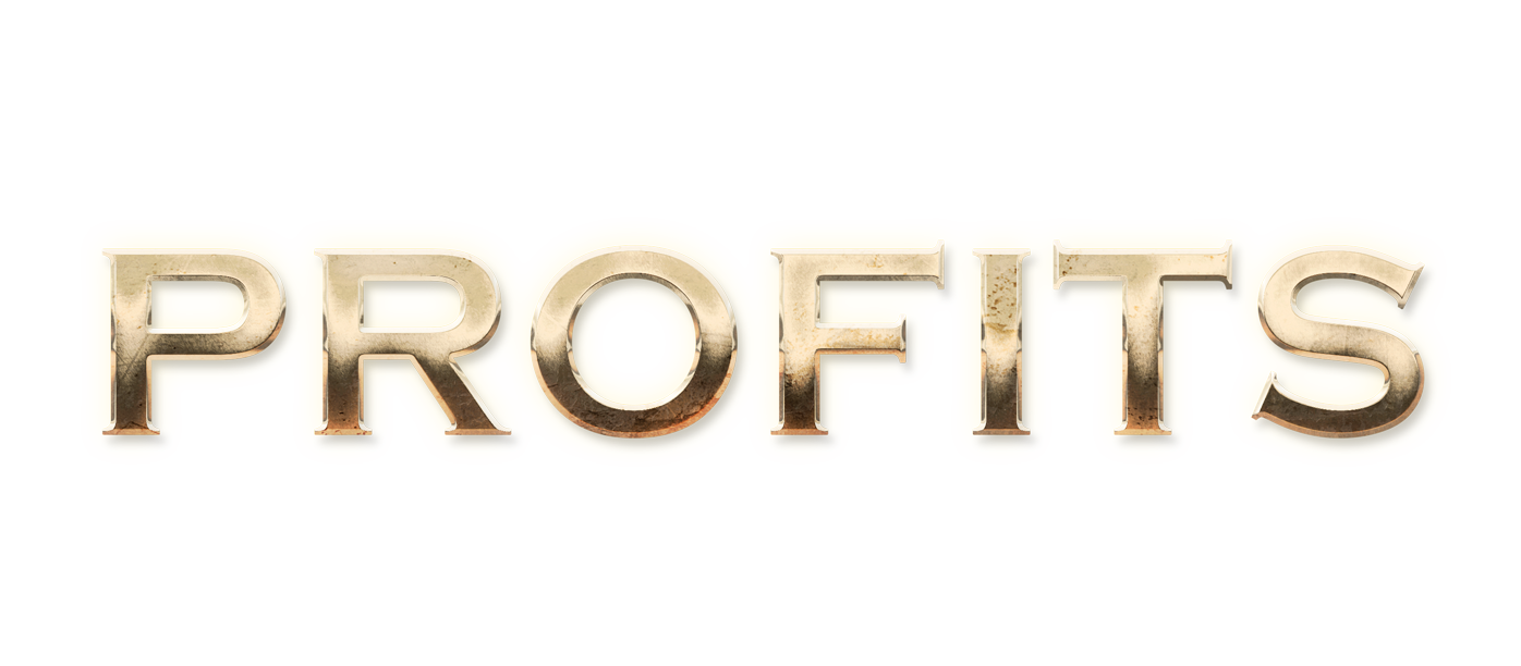 WORD PROFITS gold text effects art typography PNG images free